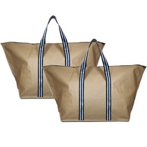 지퍼 스트라이프끈 타포린백 ZIPP 대형, 베이지