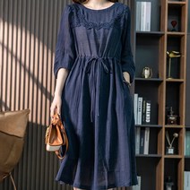 MA 7부 소매 스트링 미시 롱 원피스
