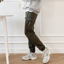 가비진 여성용 기모 밴딩 페이크 카고 조거 팬츠