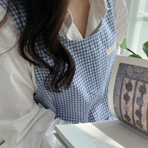 한스갤러리 미카 어린이집 유치원 보육 교사 카페 원피스 앞치마 FREE, 블루, 1개