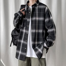 아이앤 남성용 오버핏 베이직 체크 남방
