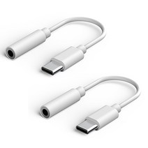 프라임큐 삼성 갤럭시 스마트폰 USB C-3.5mm 이어폰 젠더 2p, 5mm, 화이트, 2개
