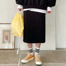 아모르데이 여성용 밴딩 H라인 면 스커트