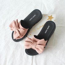 벨라노이 여성용 발이 예뻐 보이는 샤랄라 리본 통굽 사무실 슬리퍼 4cm