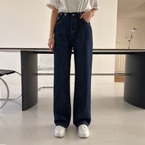 시크폭스 여성용 제니카 투버튼 와이드 생지 데님팬츠