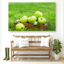 백앤아트 집들이선물 황금 사과그림 풍수 인테리어 캔버스 액자 09 잔디밭 오복사과