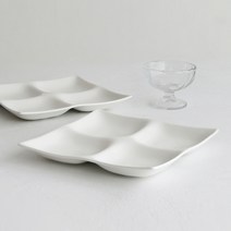 로코리빙 블랑 4칸 나눔접시, 화이트, 2개