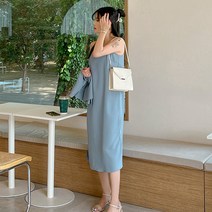 로미스토리 빅사이즈 심플 뷔스티에 롱 원피스