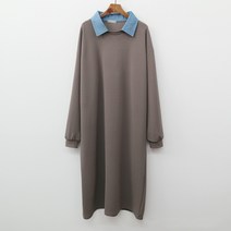 빅걸스토리 여성용 빅사이즈 청카라 포인트 박스 데일리 롱 원피스