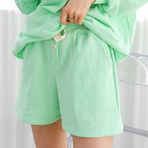 디아미뇽 여성용 컬러풀 숏 단추 팬츠