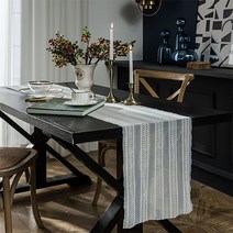 홈플로우 탄탄한 자수 럭셔리 화이트 테이블 러너, 혼합색상, 35 x 220 cm