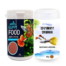 모스트펫 슬립피 구피 사료 82g + 로웰 블루웨이브 알테미아 40g, 1세트