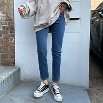 매드시스터 여성용 다니엘라 밴딩 스판 일자 데님 팬츠