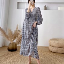 임산부 스트랩 패턴 원피스
