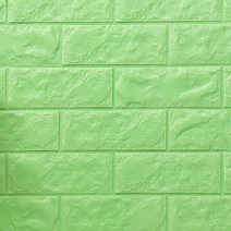 프리미엄 입체 쿠션 벽돌 모양 포인트 벽지 스티커, 옐로우 그린, 4개