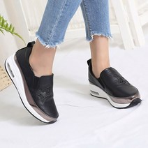 유니크9 여성용 에스다 에어쿠션 가죽 키높이 슬립온