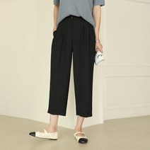 빼빼 여성용 뒷밴딩 핀턱 밑단롤업 스판 슬랙스