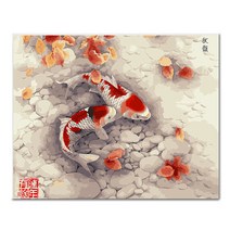 아디코 DIY 페인팅 일러스트 명화그리기 50 x 40 cm, 한 쌍의 비단잉어(PEE13)