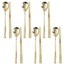 윌리브 304스텐 거북이 수저 6인세트, 티타늄, 숟가락 6p + 젓가락 6p