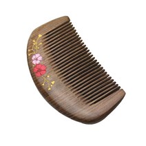 흑단 꽃 문양 수공예 원목 빗 HG-36, 혼합색상, 1개