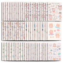 OON 소녀의 마음 일러스트 스티커 24종 x 3p 세트, 혼합색상, 1세트