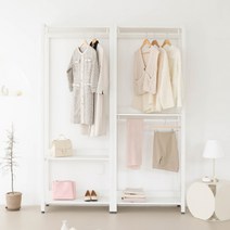 퍼리든 큐브 드레스룸 시스템 행거 1600 1단 + 2단 방문설치, 화이트