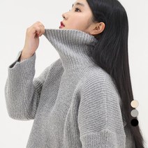 102102 여성용 소프트 골지 터틀넥 크롭 니트