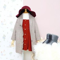 아마레일라엘 여아용 러플 장식 체크 코트