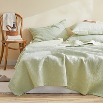 아이르 아틀리에 60수 아사 피그먼트 워싱 줄누비 이불겸패드, 샤인그린