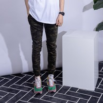 남성용 더간지 카모 조거 밴딩 코튼팬츠