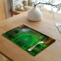 일러스트 린넨 식탁매트 2p, 6번, 35 x 45 cm