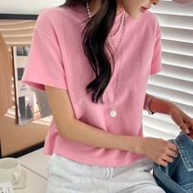 여성용 테리 크롭 반팔 티셔츠 110500