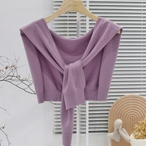 아티렐 단색 매듭 목 어깨 바람막이 작은숄