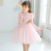 노블엔젤 여아용 러플 레이스 기모 원피스 No 591