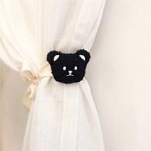 쿼르디 인테리어 귀여운 곰 인형 커튼끈, 블랙, 2개