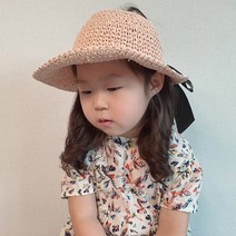 후니네 아동용 블링끈 반캡 밀짚모자