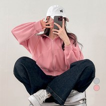 밀키버터 여성용 기모 크롭 후드 집업