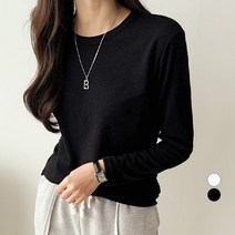 세컨그라운드 여성용 기모 라운드 베이직 티셔츠