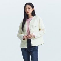 미쏘 여성용 라운드넥 아웃포켓 숏 자켓