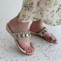 파이 여성용 여름 큐빅 보석 엄지 쪼리 슬리퍼 4cm P129