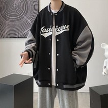 남성용 DM 캐주얼 레터링 루즈핏 자켓