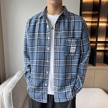 남성용 PDS패션 편안한 핏 캐주얼 체크 셔츠