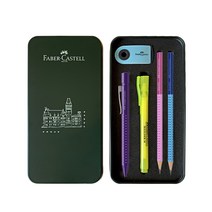 파버카스텔 필기구 그립 볼펜 기프트 세트, 1세트, 바이올렛(볼펜), 랜덤발송(텍스트라이너 38, 연필, 지우개)