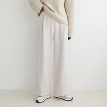 빼빼 여성용 따듯기모 뒷밴딩 핀턱 스판 와이드 롱슬랙스