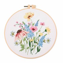 위즈앤위즈 누구나 DIY 프랑스자수 패키지 20cm, 1세트, 바람꽃 01