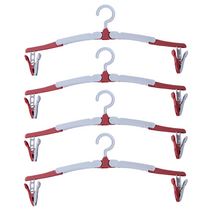 워니즈 여행 출장용 휴대용 접이식 옷걸이, 레드, 4개입