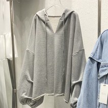벌룬 소매 후드 오버핏 기모 후드티 임산부 상의 임부복