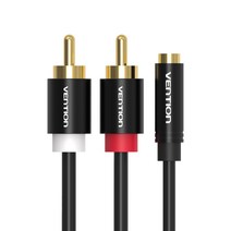 벤션 3.5mm F to 2RCA 오디오 케이블 블랙 1m, VAB-R01