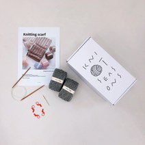초보자용 손뜨개 대바늘 목도리 뜨개질 DIY 키트, 연그레이, 1세트