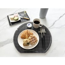 로흐야 체크 반달 쟁반 2p, 블랙